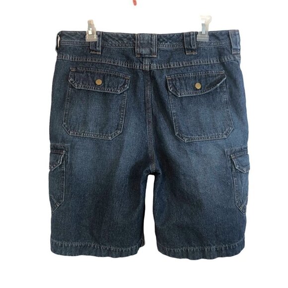 Duluth Trading Cargo Jean Shorts Med Wash High Rise Ladies 12 - Picture 2 of 10